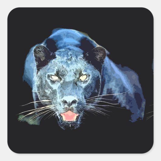 Jaguar - Black Panther Cat Square Stickers (Voorkant)