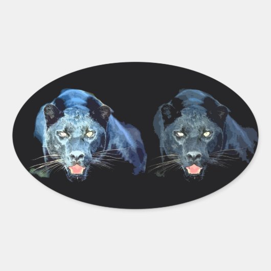Jaguar - Black Panther ovale Stickers (Voorkant)