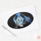 Jaguar - Chat noir Stickers ovale chat (Enveloppe)
