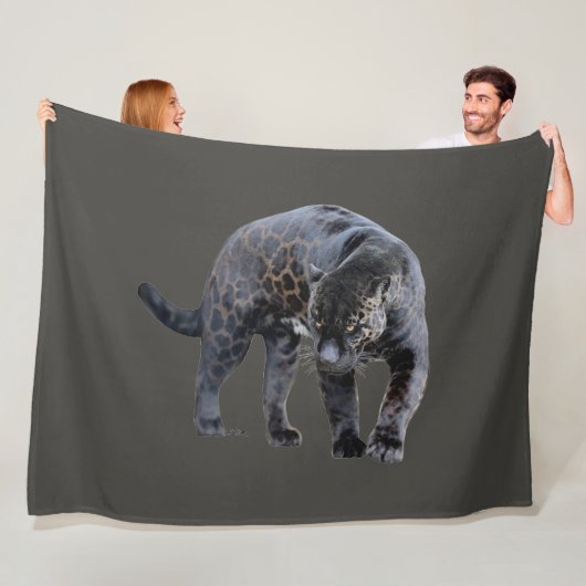Jaguar Diablo gray fleece blanket (In situ)