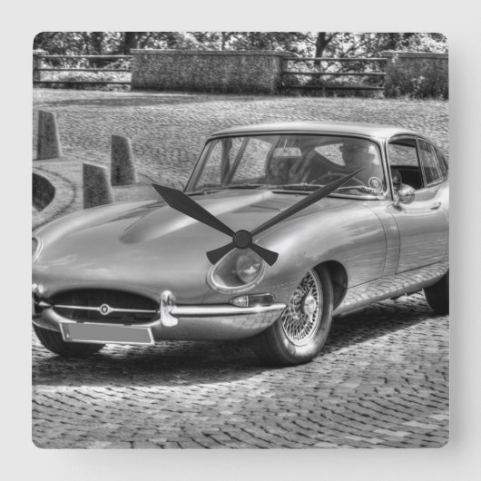 Jaguar E-Type Vierkante Klok (Voorkant)