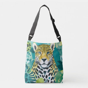 Jaguar Leopard Big Cat Blauwgroen kleuren Crossbody Tas