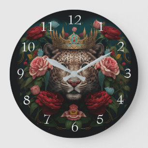 Jaguar met kroon in bloemen Schilderij Grote Klok