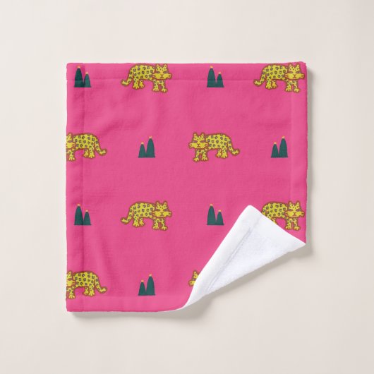 Jaguar pattern towel set: pink (Gant de toilette)