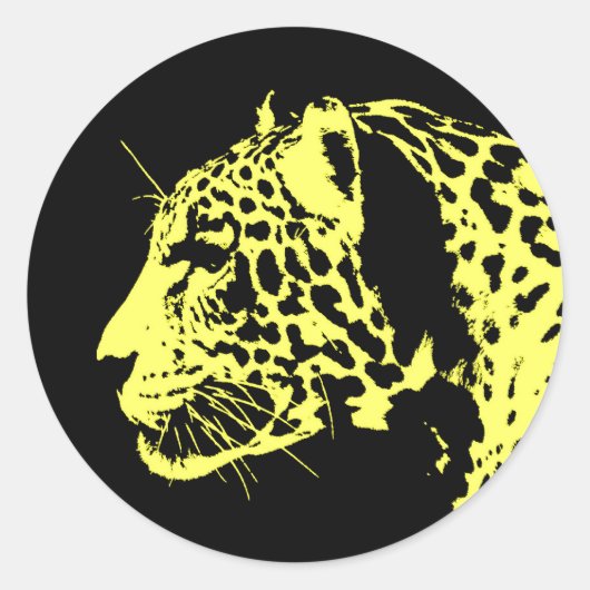 Jaguar Pop Art Ronde Sticker (Voorkant)
