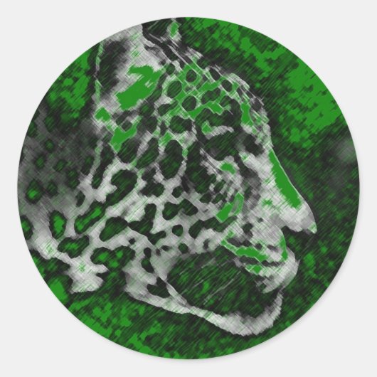 Jaguar Pop Art Ronde Sticker (Voorkant)