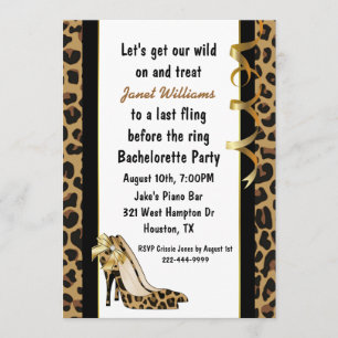 Jaguar Print High Heels Bachelorette Party Kaart