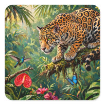 Jaguar Regenwoud Kolibries Vlinders Bloemen