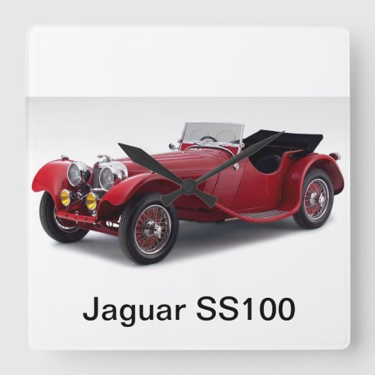 Jaguar SS100 Vierkante Klok (Voorkant)