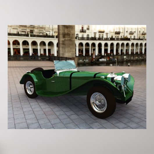 Jaguar SS 90 Roadster - GROOT Poster (Voorkant)