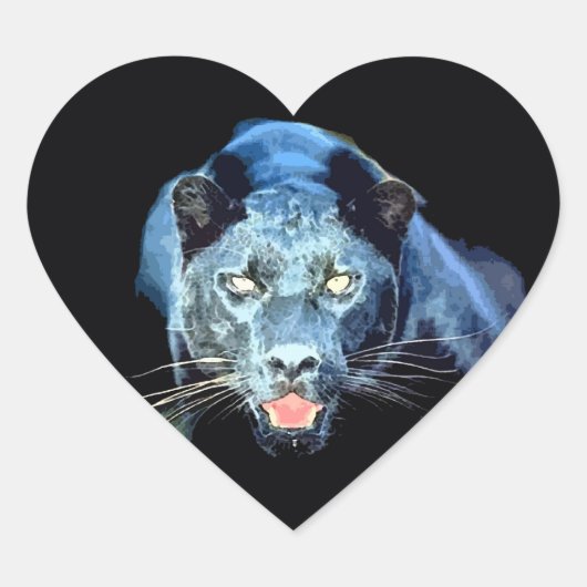 Jaguar - Sticker Coeur Panthère Noire (Devant)