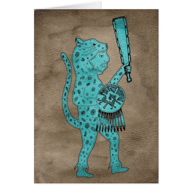 Jaguar Warrior Card (blauw op bruin) (Voorkant)