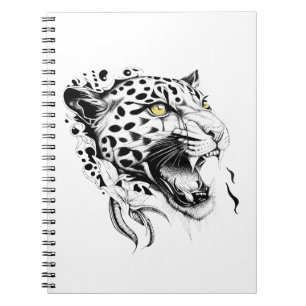 Jaguar Wild Animal Natuur Illustratie Art Tattoo Notitieboek