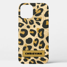 Jaguar Wild Animal Print Persoonlijke naam iPhone 12 Hoesje