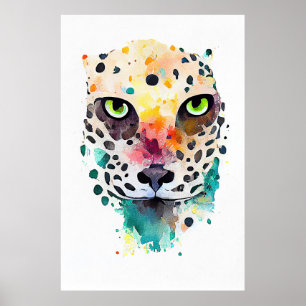 Jaguar Wilde Dier Natuur Waterverf Kunst Schildere Poster