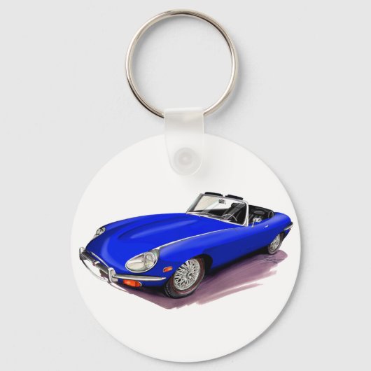 Jaguar XKE Blue Car Sleutelhanger (Voorkant)