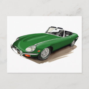 Jaguar XKE Green Car Briefkaart
