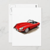 Jaguar XKE Red Car Briefkaart (Voorkant / Achterkant)