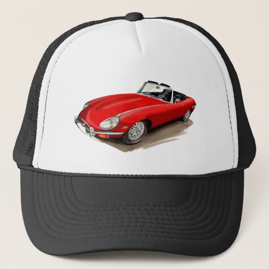 Jaguar XKE Red Car Trucker Pet (Voorkant)