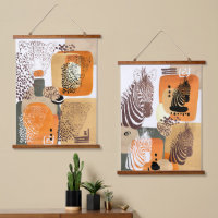 Jaguar Zebra Earth Tones Moderne Abstracte Pop Art