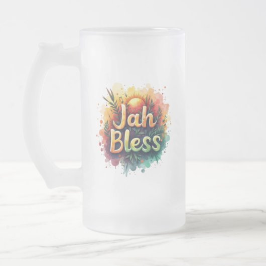 Jah Bless Reggae Watercolor Frosted Glass Mug (Gauche)