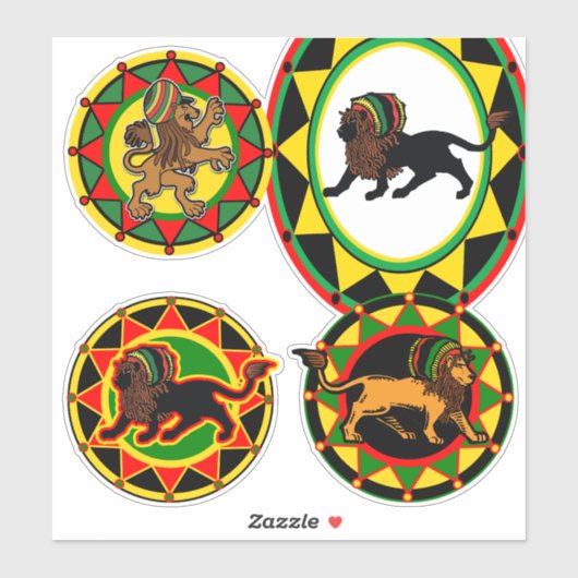 Jah King Rasta Lion Collection 2 Stickers Art (Feuille)