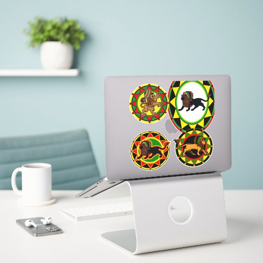 Jah King Rasta Lion Collection 2 Stickers Art (Ordinateur portable sur le bureau)