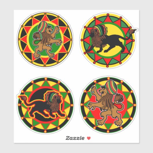 Jah King Rasta Lion Collection 3 Stickers Art (Feuille)
