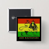 Jah Rastafari Badge Vierkante Button 5,1 Cm (Voorkant /achterkant)