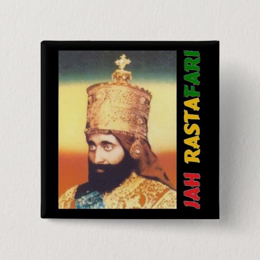 Jah Rastafari Badge Vierkante Button 5,1 Cm (Voorkant)