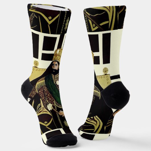 Jah Rastafari Haile Selassie I HIM Rasta Socks Sokken (Gebogen)
