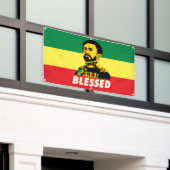 Jah Rastafari Haile Selassie Rasta Roots Banner (Buitenkant Gebouw)
