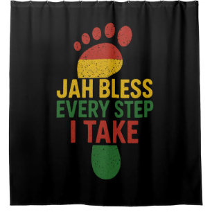 Jah Zegen elke stap die ik neem Rasta Douchegordijn