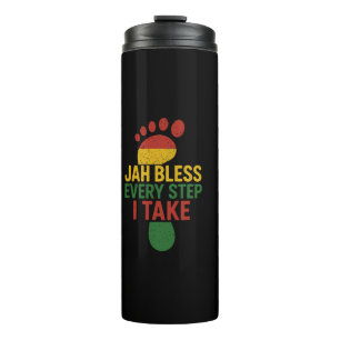 Jah Zegen Elke Stap Die Ik Neem Rasta Kleuren Thermosbeker