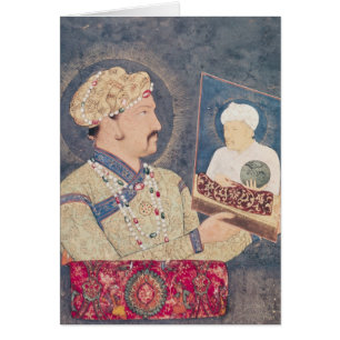 Jahangir tenant un portrait d'empereur Akbar