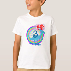 J'ai 3 ans - T-shirt bleu de nom de dinosaure du