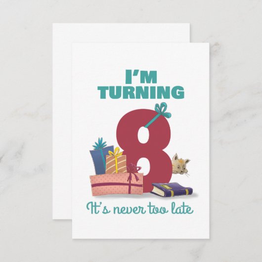 J'ai 8 ans avec une carte d'anniversaire heureuse  (Devant / Derrière)