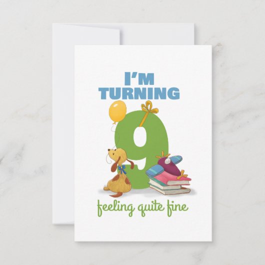 J'ai 9 ans Bonne carte d'anniversaire pour les enf (Devant)