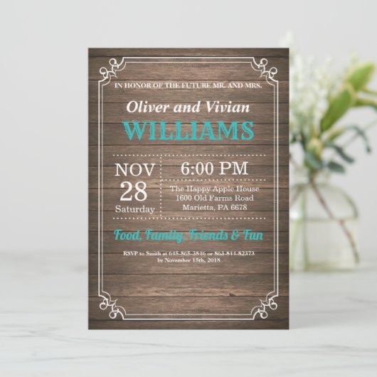J'AI BBQ Invitation Rustique Turquoise Mariage Eng (Debout devant)