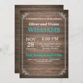 J'AI BBQ Invitation Rustique Turquoise Mariage Eng (Devant / Derrière)