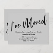 "J'ai bougé" Écriture moderne Carte gris clair (Devant / Derrière)