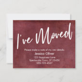 "J'ai bougé" Typographie Grunge Faire-part rouge (Devant)