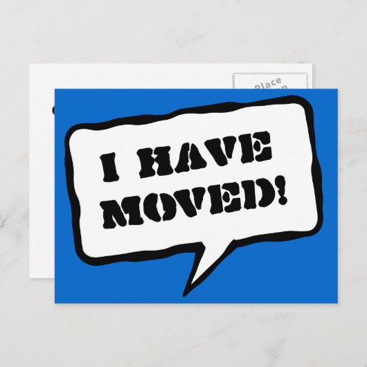 j'ai déménagé carte postale avec bulle de texte (Devant / Derrière)