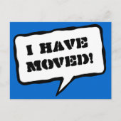 j'ai déménagé carte postale avec bulle de texte (Devant)