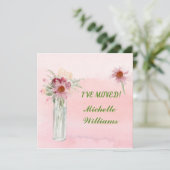 J'ai déménagé Élégant Faire-part Floral Rose (Debout devant)