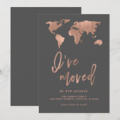 J'Ai Déménagé Faire-part | Carte d'or Rose Faux (Devant / Derrière)