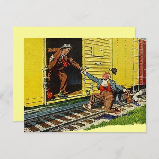 J'ai déménagé Faire-part ~ Je rattrape le train (Devant / Derrière)