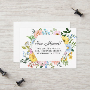 J'ai déménagé Floral Moving Faire-part Mini carte
