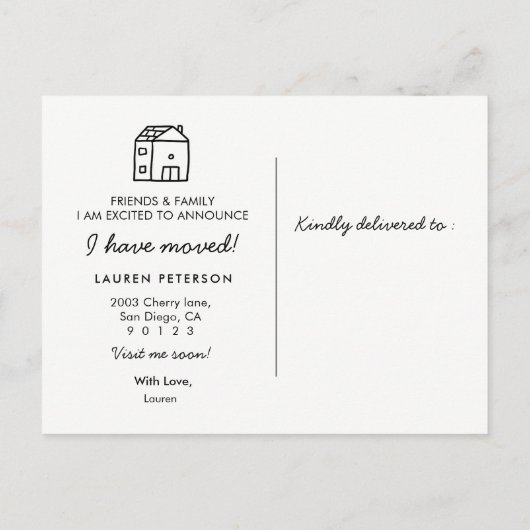 J'ai déménagé Moving Faire-part carte postale (Dos)