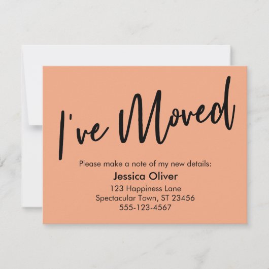 J'ai déplacé la carte Saumon d'écriture moderne (Devant)